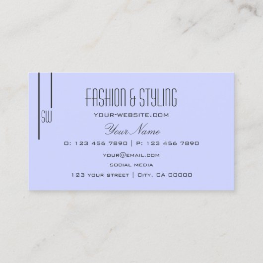 Plain Baby Blauw met Monogram Professional Eenvoud Visitekaartje (Achterkant)