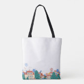 Plain bag with street scene along the base tote bag (Achterkant)