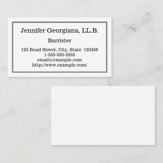 Plain Barrister Visitekaartje (Voorkant / Achterkant)