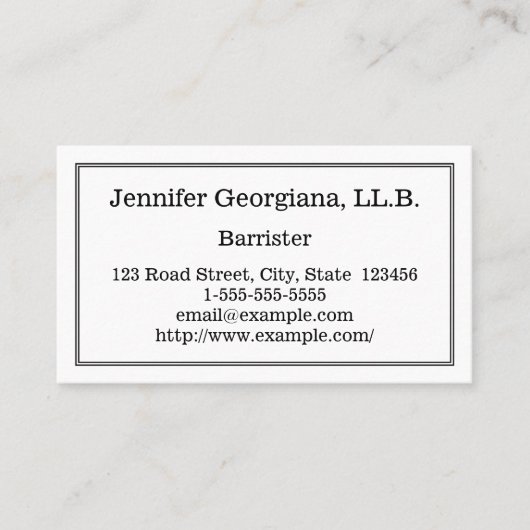 Plain Barrister Visitekaartje (Voorkant)