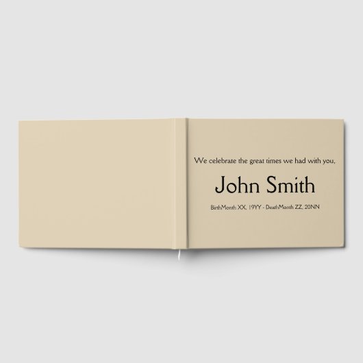 Plain & Basic Beige Funeral Guest Book Gastenboek (Volledig)