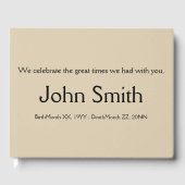 Plain & Basic Beige Funeral Guest Book Gastenboek (Voorkant)