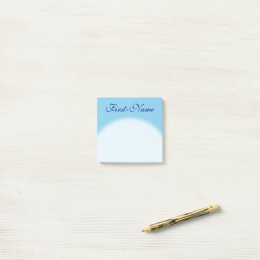 Plain, Basic, Sky Blue Background + Blue Name Post-it® Notes (Op bureau)