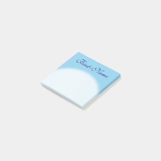 Plain, Basic, Sky Blue Background + Blue Name Post-it® Notes (Schuin)