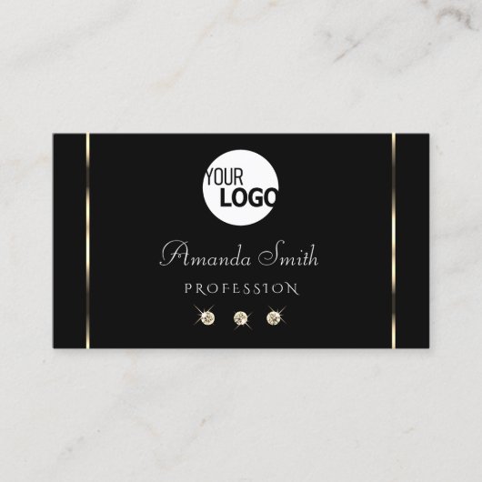 Plain Black and Beige Shimmery Diamonds voeg Logo  Visitekaartje (Voorkant)