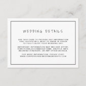 Plain Black and White Border Wedding Details Informatiekaartje (Voorkant)