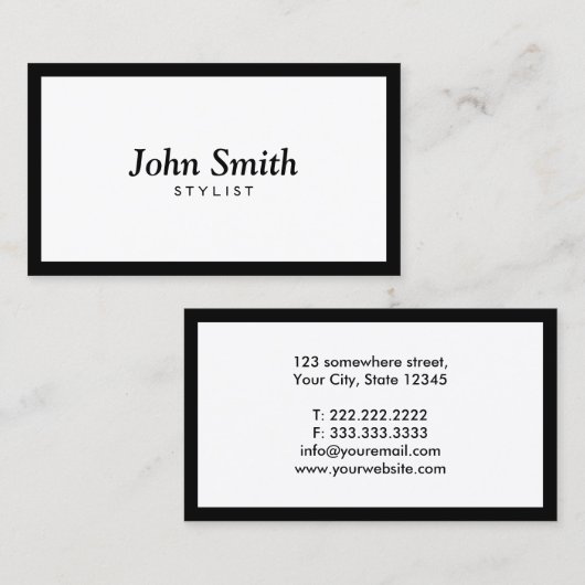 Plain Black Border Hair Stylist Visitekaartje (Voorkant / Achterkant)