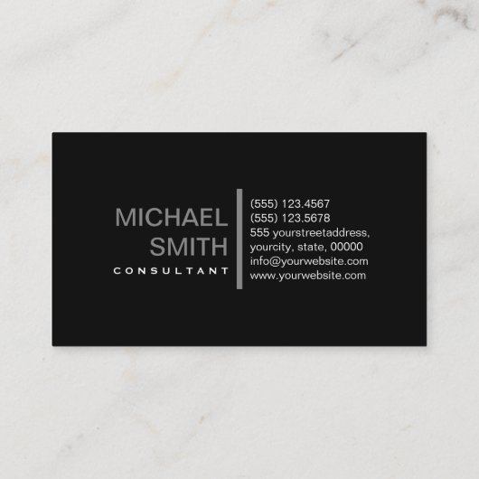 Plain Black Elegant Modern Grey Visitekaartje (Achterkant)