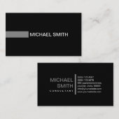 Plain Black Elegant Modern Grey Visitekaartje (Voorkant / Achterkant)