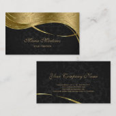 Plain Black en Gold Damask Visitekaartje (Voorkant / Achterkant)