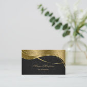 Plain Black en Gold Damask Visitekaartje (Staand voorkant)