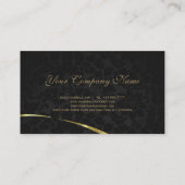 Plain Black en Gold Damask Visitekaartje (Achterkant)