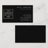 Plain Black Generic Custom Logo Photo Template Visitekaartje (Voorkant / Achterkant)