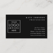 Plain Black Generic Custom Logo Photo Template Visitekaartje (Voorkant)