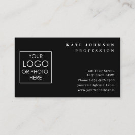 Plain Black Generic Custom Logo Photo Template Visitekaartje