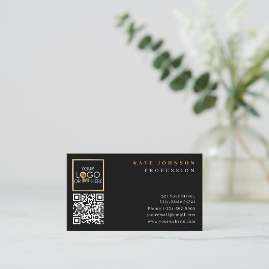 Plain Black Gold Generic Logo Business Sjabloon Visitekaartje (Staand voorkant)