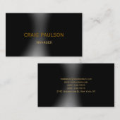 Plain Black Grey Manager Visitekaartje (Voorkant / Achterkant)