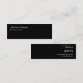 Plain Black Modern Consultant Slim Skinny Mini Visitekaartje (Voorkant / Achterkant)