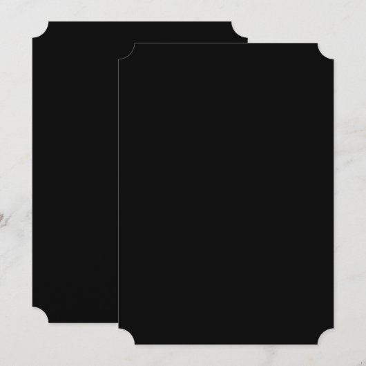Plain Black Ticket Corner Blank Wedding Kaart (Voorkant / Achterkant)