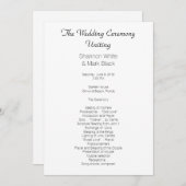 Plain Black White Flat Wedding Program Sjabloon (Voorkant / Achterkant)