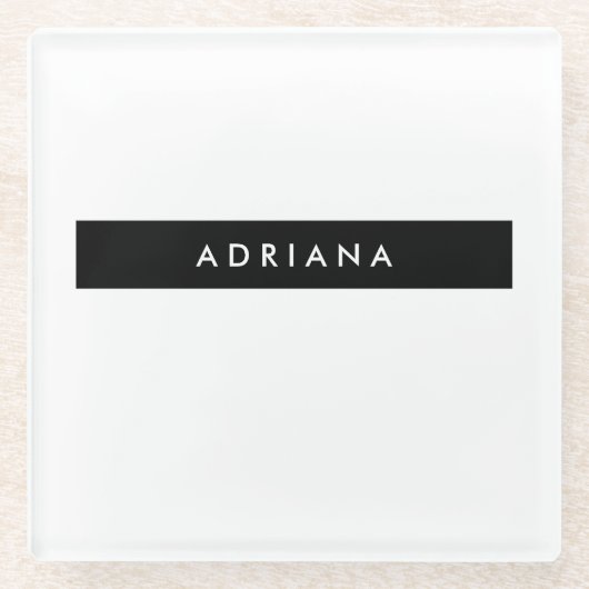 Plain Black White Professional-minimalistische naa Glazen Onderzetter (Voorkant)