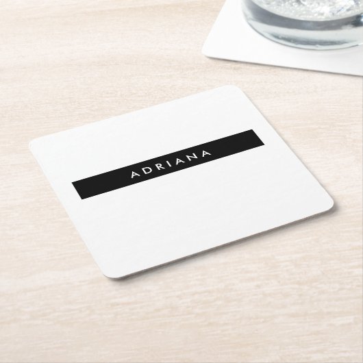 Plain Black White Professional-minimalistische naa Kartonnen Onderzetters (Schuin)