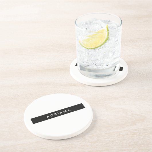 Plain Black White Professional-minimalistische naa Zandsteen Onderzetter (Zijkant)