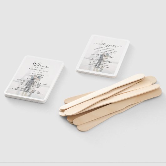 Plain Black & White Vellum Photo Wedding Program Handwaaier (Niet-gemonteerd)