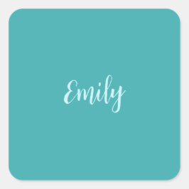 Plain Blue Green Modern Minimalistisch Vierkante Sticker