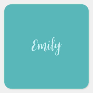 Plain Blue Green Modern Minimalistisch Vierkante Sticker