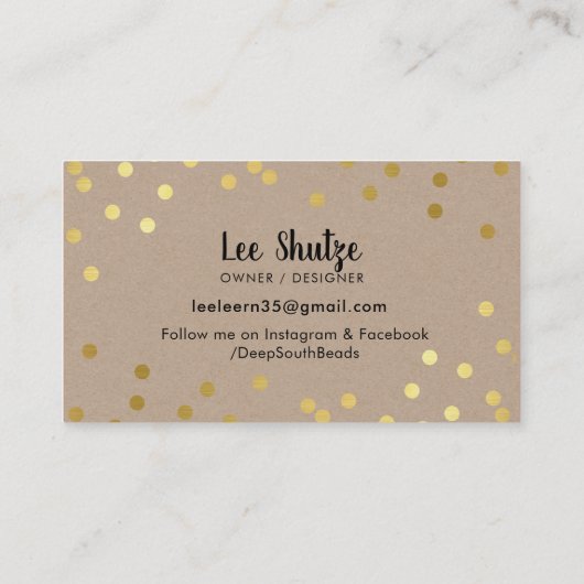 PLAIN BOLD MINIMAL confetti faux gold kraft zwart Visitekaartje (Achterkant)