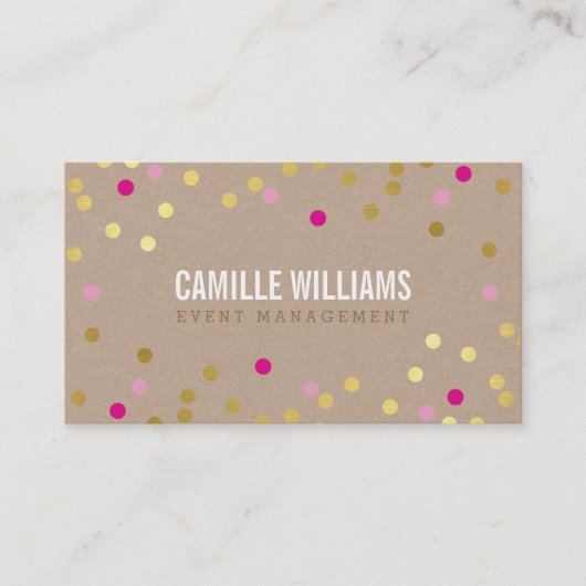 PLAIN BOLD MINIMAL confetti goud roze schattig kra Visitekaartje (Voorkant)