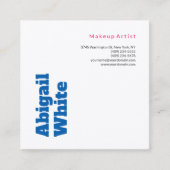 Plain Bold Minimal Modern Blue White Makeup Artist Vierkante Visitekaartje (Voorkant)