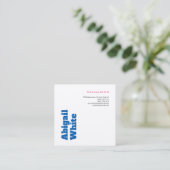 Plain Bold Minimal Modern Blue White Makeup Artist Vierkante Visitekaartje (Staand voorkant)