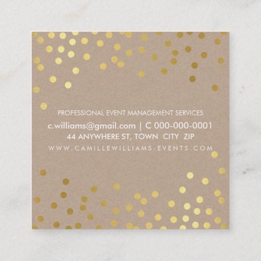 PLAIN BOLD MINIMALE slimme glam confetti gouden kr Vierkante Visitekaartje (Achterkant)