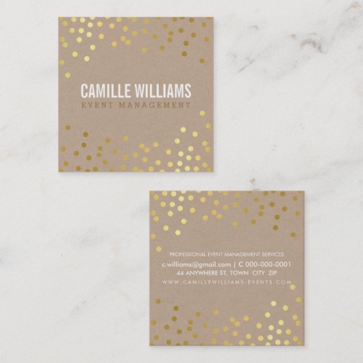 PLAIN BOLD MINIMALE slimme glam confetti gouden kr Vierkante Visitekaartje (Voorkant / Achterkant)
