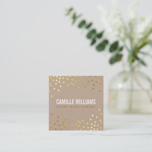 PLAIN BOLD MINIMALE slimme glam confetti gouden kr Vierkante Visitekaartje (Staand voorkant)