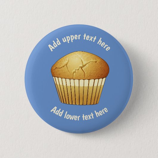 Plain Breakfast Muffin op Blue - Voeg een eigen sl Ronde Button 5,7 Cm (Voorkant)
