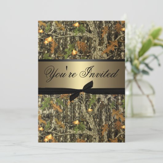 Plain Camo Wedding Invitation Kaart (Staand voorkant)