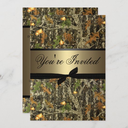 Plain Camo Wedding Invitation Kaart (Voorkant / Achterkant)