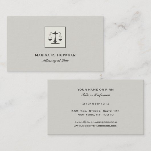 Plain chic Attorney Justice Scale Professional Visitekaartje (Voorkant / Achterkant)