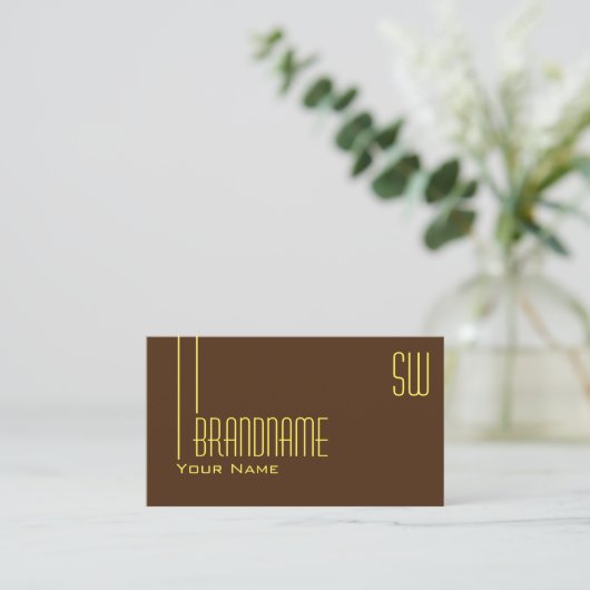 Plain Chocolade Bruin met Monogram en Foto Visitekaartje (Staand voorkant)
