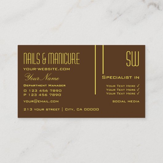 Plain Chocolate Brown met Initialen Professional Visitekaartje (Achterkant)