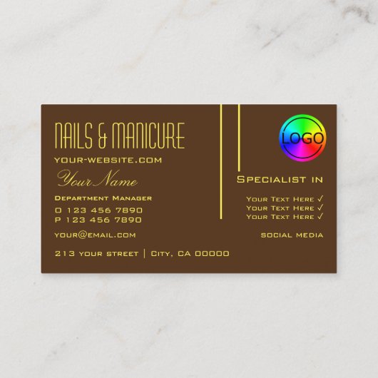 Plain Chocolate Brown met Logo Professional Chic Visitekaartje (Achterkant)