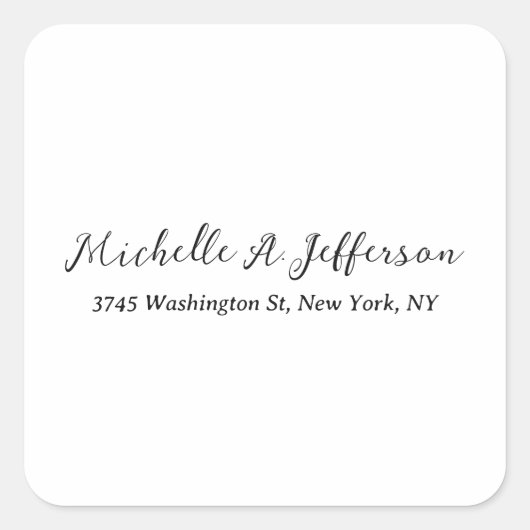 Plain Classical Handwriting Creative Trendy White Vierkante Sticker (Voorkant)