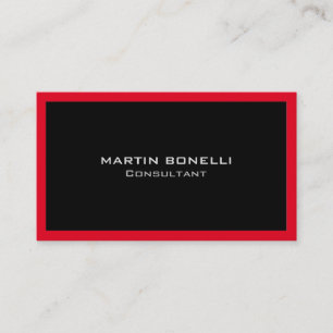 Plain Clean Black Red Border Standard Visitekaartje