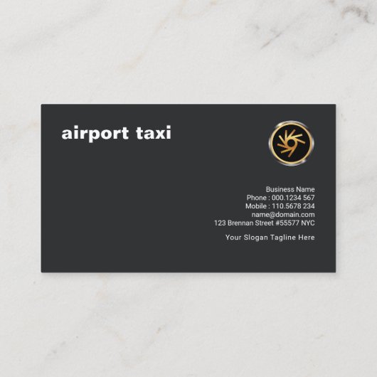 Plain Clean Simple Black Airplane Airport Taxi Visitekaartje (Achterkant)