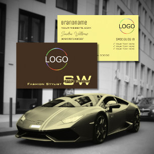Plain Coffee Brown Cream met Monogram en Logo Visitekaartje