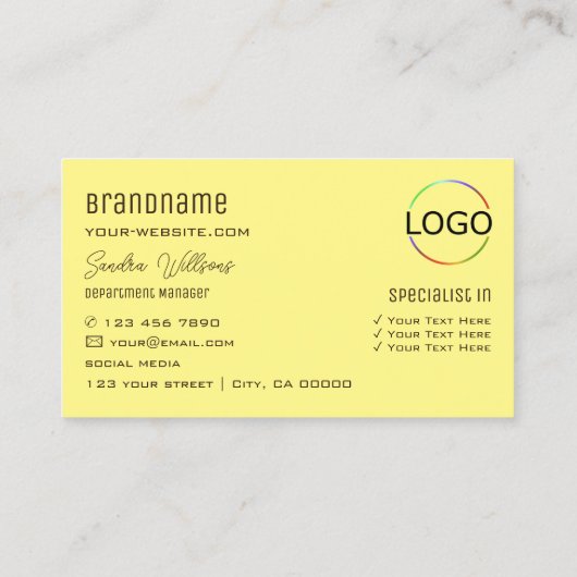 Plain Coffee Brown Cream met Monogram en Logo Visitekaartje (Achterkant)