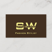 Plain Coffee Brown Cream met Monogram en Logo Visitekaartje (Voorkant)